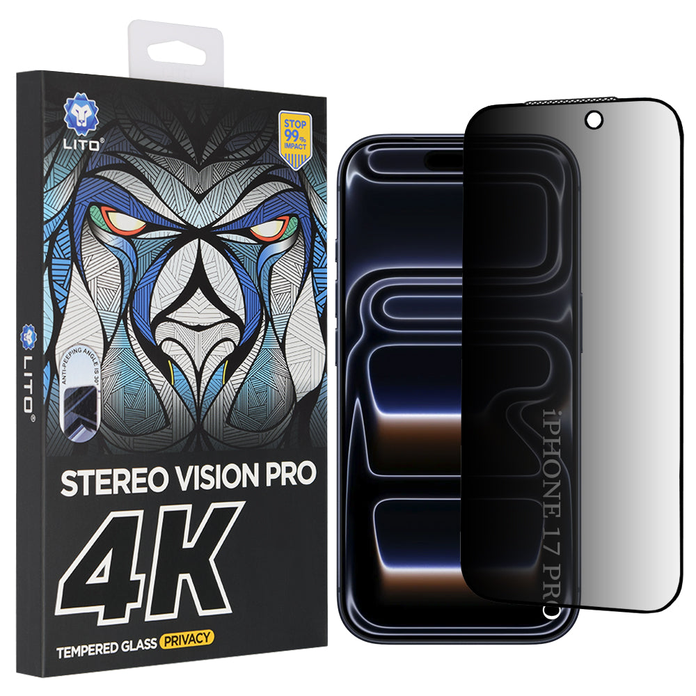 Zaštitna folija za ekran Privacy Lito D+ Max 4K za Apple iPhone 17 Pro, Kaljeno staklo, Full Glue