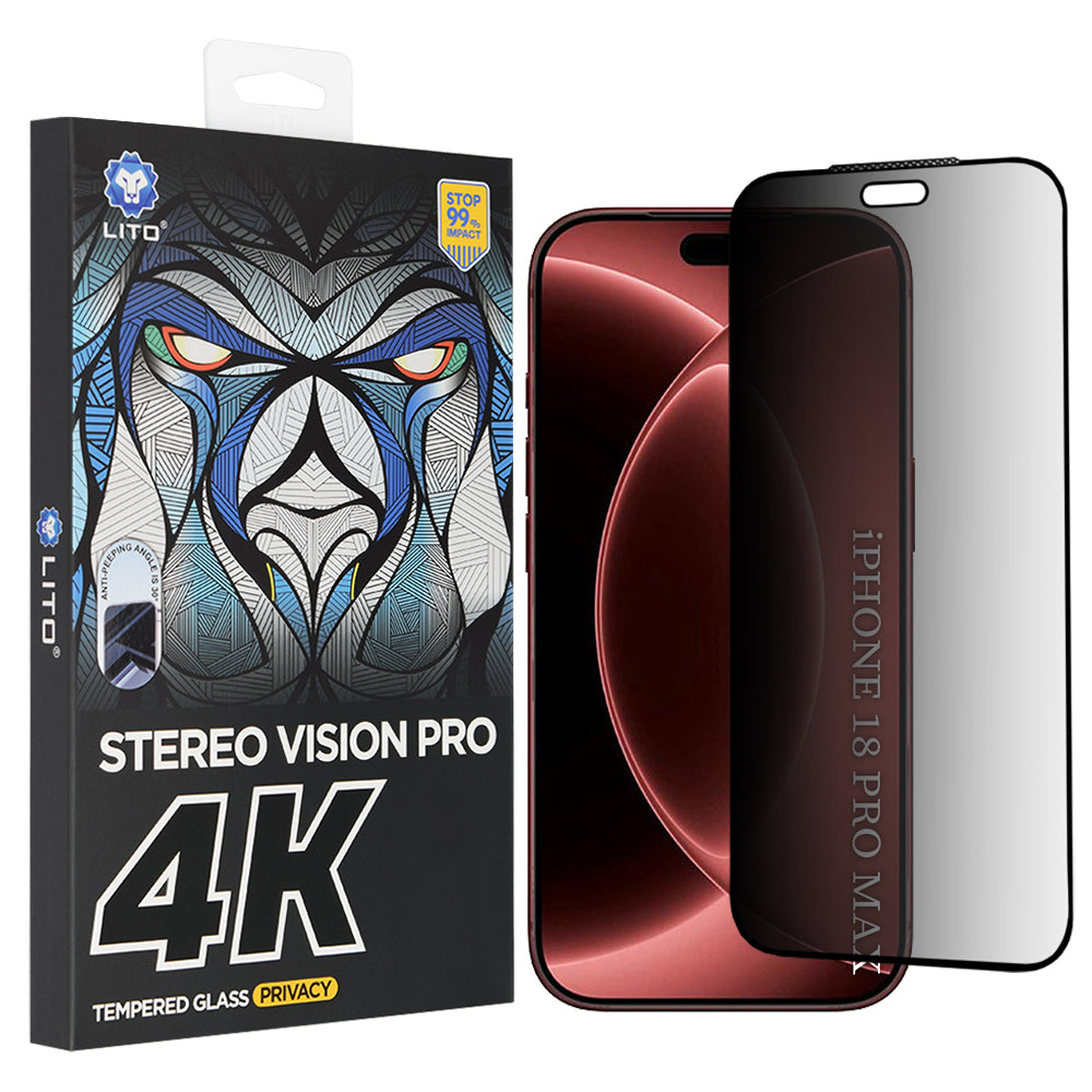 Zaštitna folija za ekran Privacy Lito D+ Max 4K2 za Apple iPhone 18 Pro Max / 17 Pro Max, Kaljeno staklo, Puno ljepilo