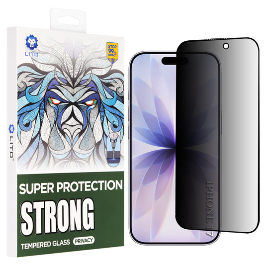 Zaštitna folija za ekran Privacy Lito D+ Max Strong za Apple iPhone 17 / 16 Pro, Kaljeno staklo, Full Glue
