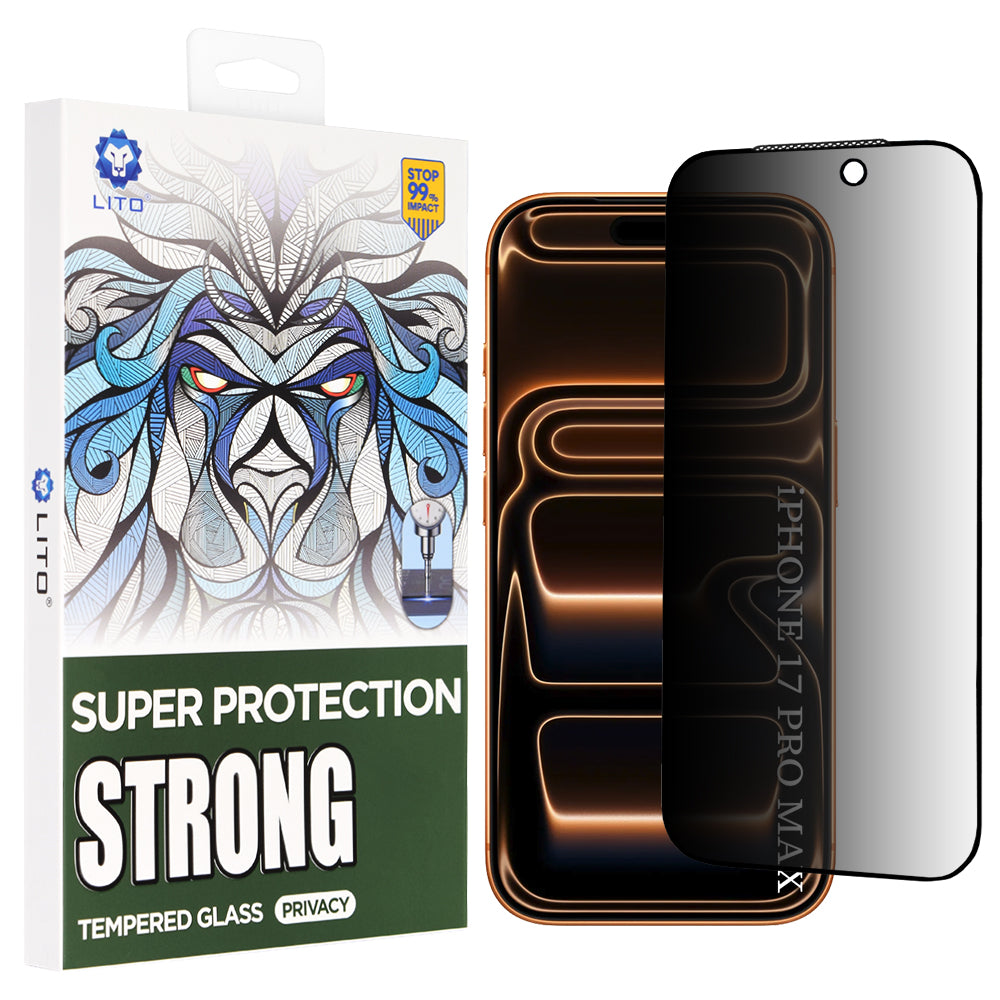 Zaštitna folija za ekran Privacy Lito D+ Max Strong za Apple iPhone 17 Pro Max, Kaljeno staklo, Full Glue