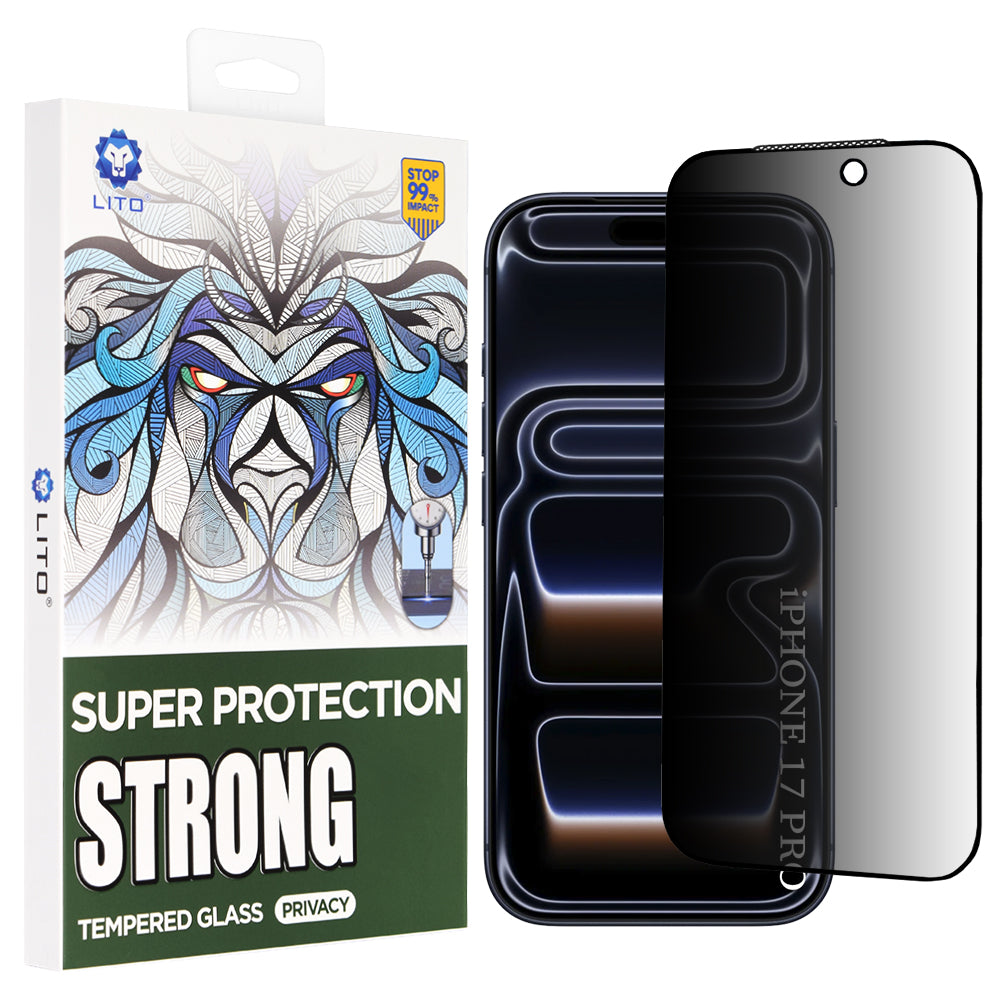 Zaštitna folija za ekran Privacy Lito D+ Max Strong za Apple iPhone 17 Pro, Kaljeno staklo, Full Glue