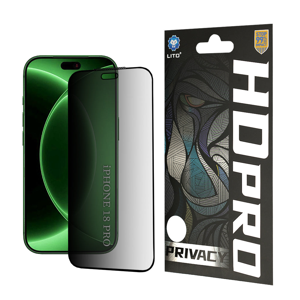 Zaštitna folija za ekran Privacy Lito HD Pro2 za Apple iPhone 18 Pro / 17 Pro, Kaljeno staklo, Full Glue