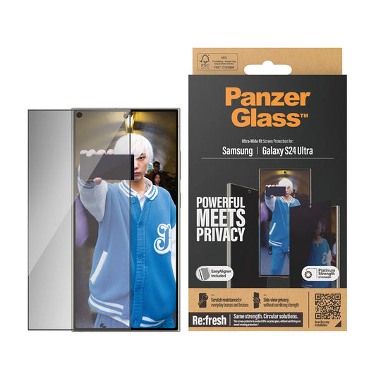 Zaštitna folija za ekran Privacy PanzerGlass Ultra-Wide Fit EasyAligner za Samsung Galaxy S24 Ultra S928, Kaljeno staklo, Full Glue