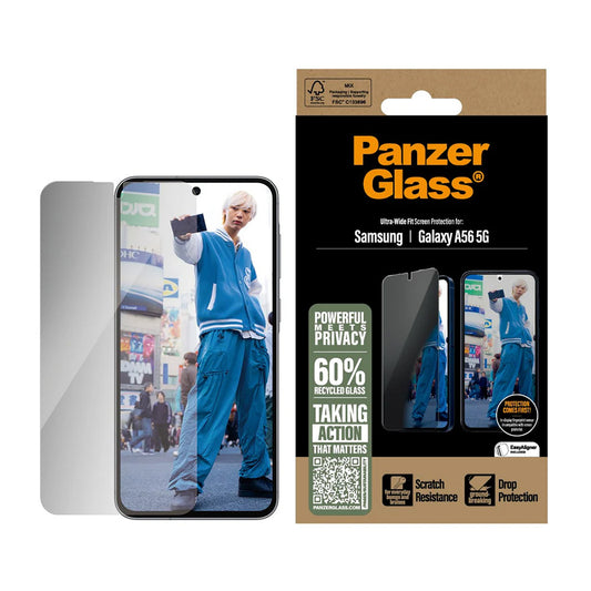 Zaštitna folija za ekran Privacy PanzerGlass Ultra-Wide Fit za Samsung Galaxy A56 A566, Kaljeno staklo, Full Glue