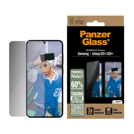 Zaštitna folija za ekran Privacy PanzerGlass Ultra-Wide Fit za Samsung Galaxy S25+ S936 / S24+ S926, Kaljeno staklo, Full Glue
