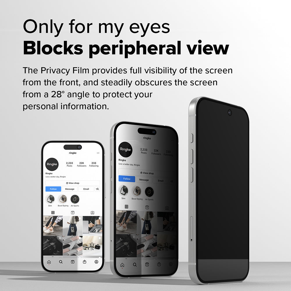 Zaštitna folija za ekran Privacy Ringke Easy Slide za Apple iPhone 16 Plus / 15 Plus, Kaljeno staklo, Full Glue, Set od 2 komada