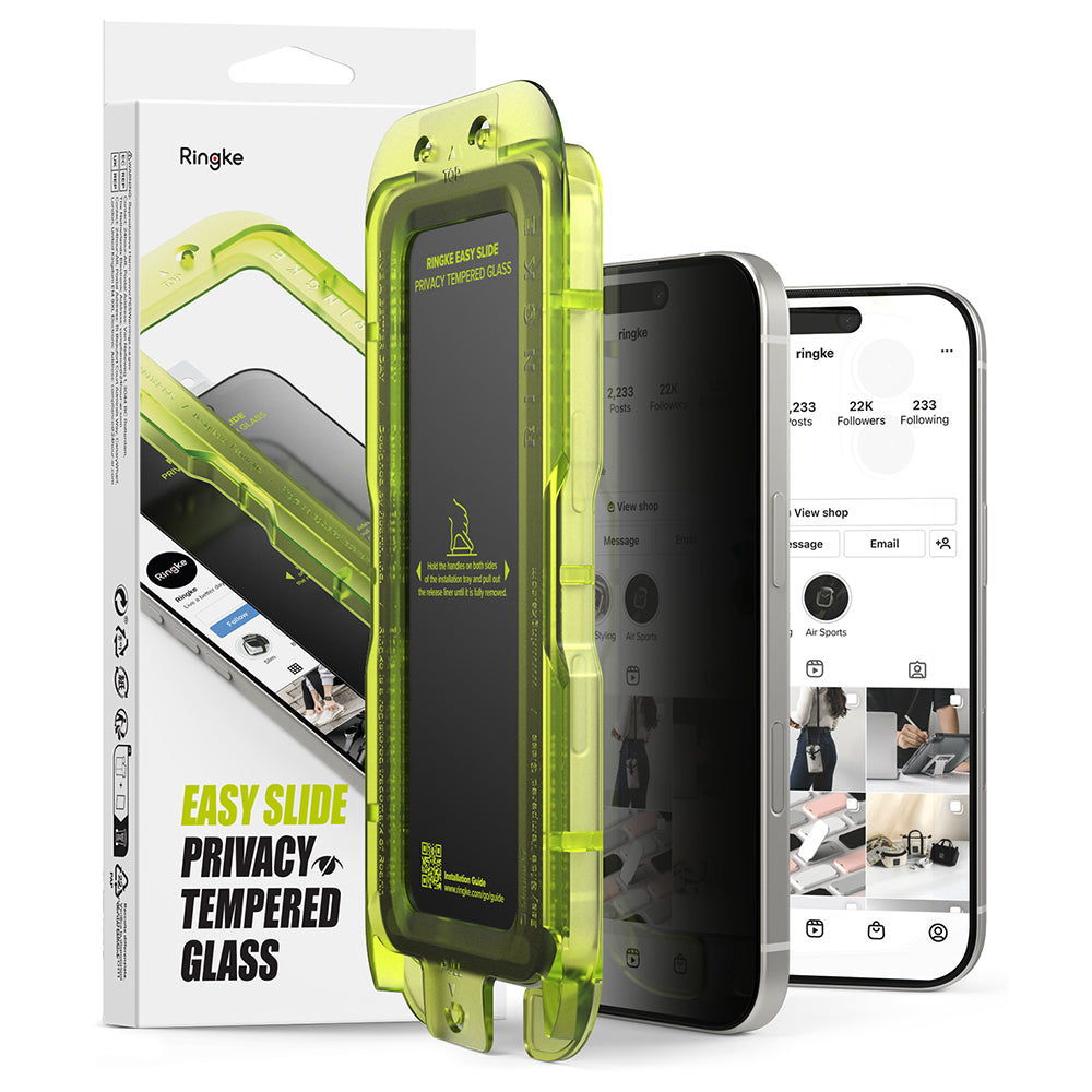Zaštitna folija za ekran Privacy Ringke Easy Slide za Apple iPhone 18 Pro Max / 17 Pro Max, Kaljeno staklo, Full Glue, Set od 2 komada