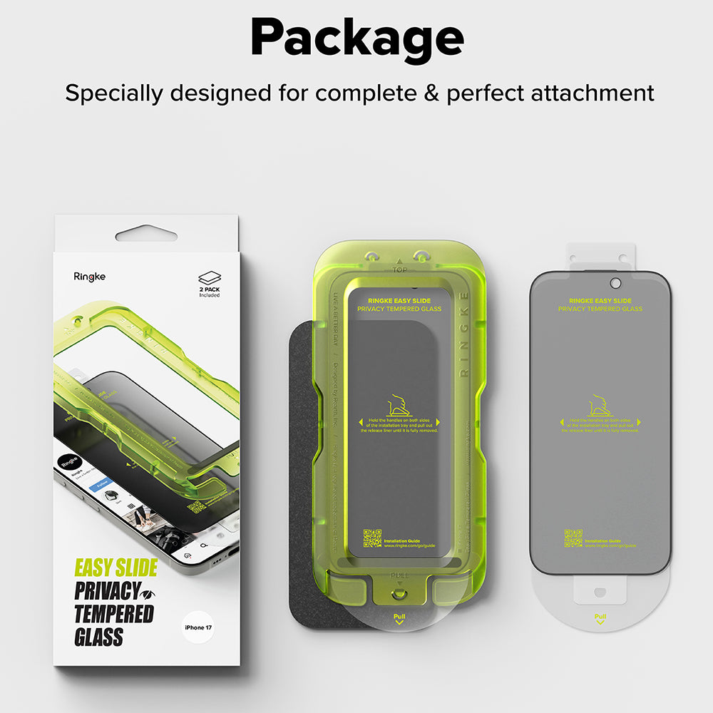 Zaštitna folija za ekran Privacy Ringke Easy Slide za Apple iPhone 18 Pro Max / 17 Pro Max, Kaljeno staklo, Full Glue, Set od 2 komada