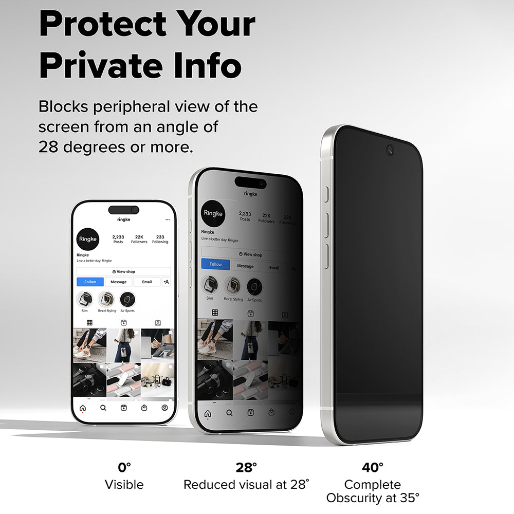 Zaštitna folija za ekran Privacy Ringke Easy Slide za Apple iPhone 17 Pro, Kaljeno staklo, Full Glue, Set od 2 komada