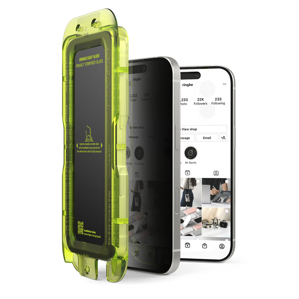 Zaštitna folija za ekran Privacy Ringke Easy Slide za Apple iPhone 17, Kaljeno staklo, Full Glue, Set od 2 komada