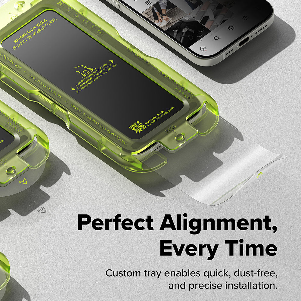 Zaštitna folija za ekran Privacy Ringke Easy Slide za Apple iPhone 17, Kaljeno staklo, Full Glue, Set od 2 komada