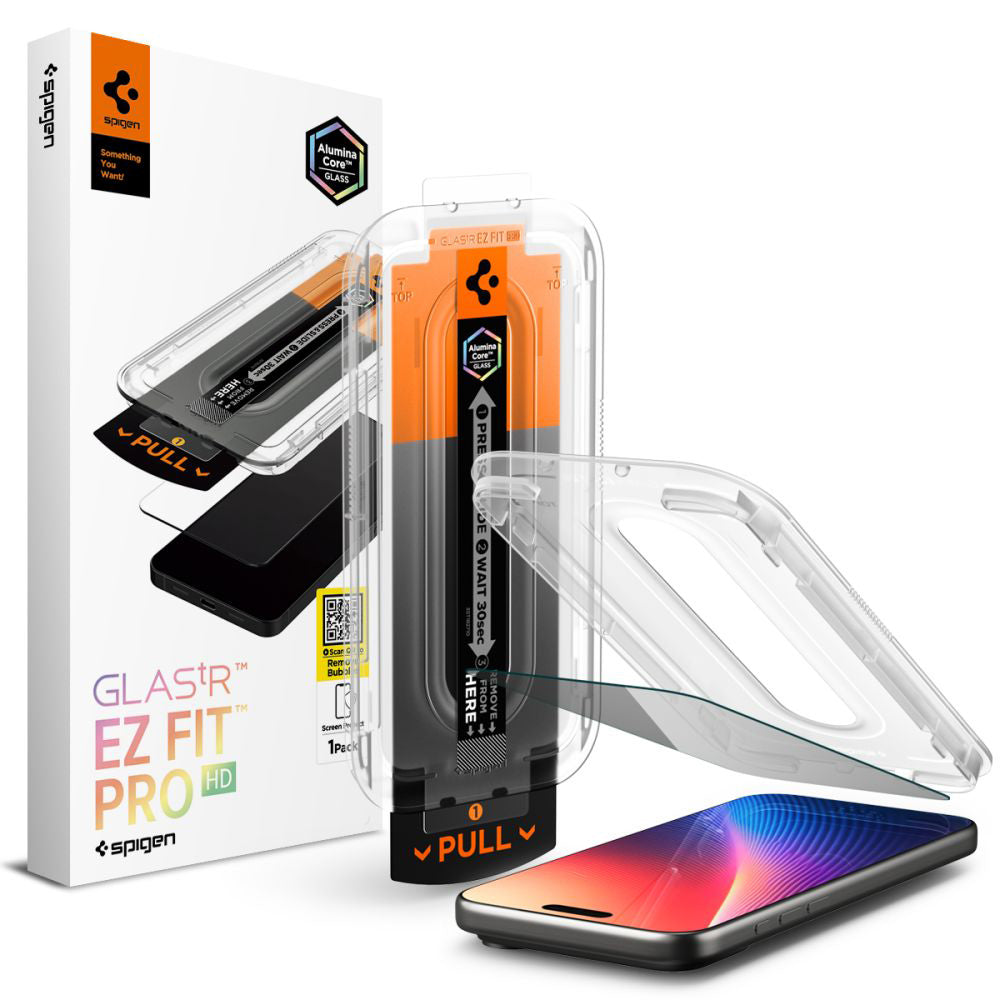 Zaštitna folija za ekran Privacy Spigen GlastR EZ FIT Pro za Apple iPhone 17 Pro / 17 / 16 Pro, Kaljeno staklo, Full Glue AGL10098