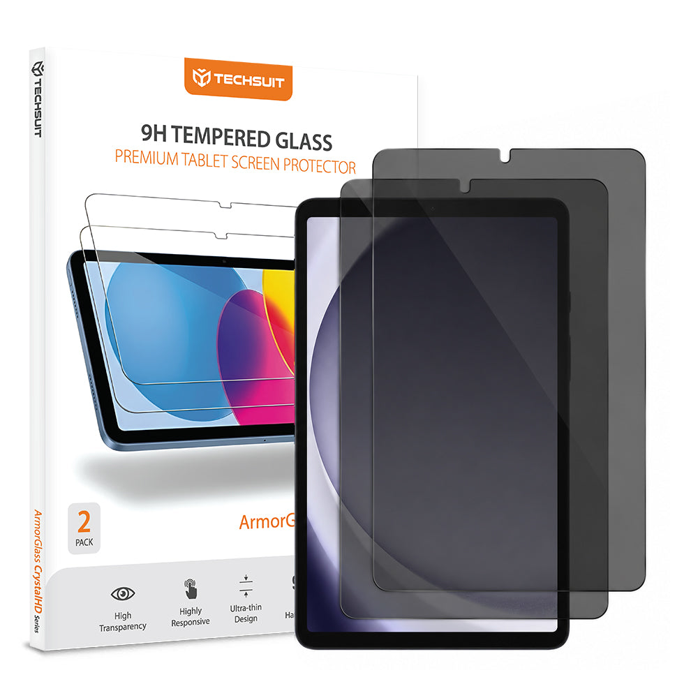 Zaštitna folija za ekran Privacy Techsuit ArmorGlass CrystalHD za Samsung Galaxy Tab A11 / Tab A9, Kaljeno staklo, Full Glue, Set 2 komada