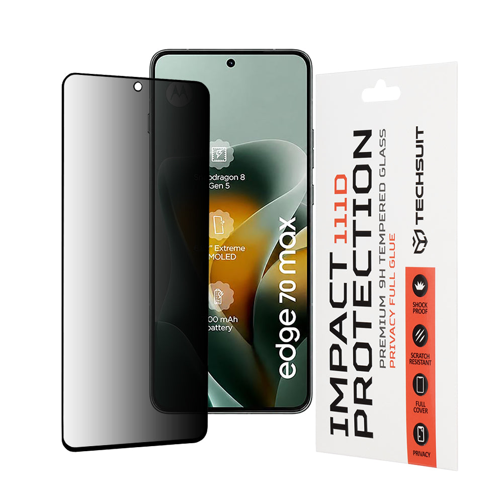 Zaštitna folija za ekran Privacy Techsuit za Motorola Edge 70 Max, Kaljeno staklo, Full Glue, 111D