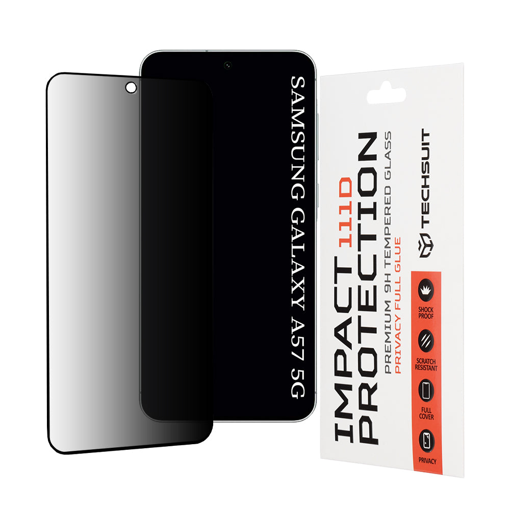 Zaštitna folija za ekran Privacy Techsuit za Samsung Galaxy A57 5G, Kaljeno staklo, Full Glue, 111D