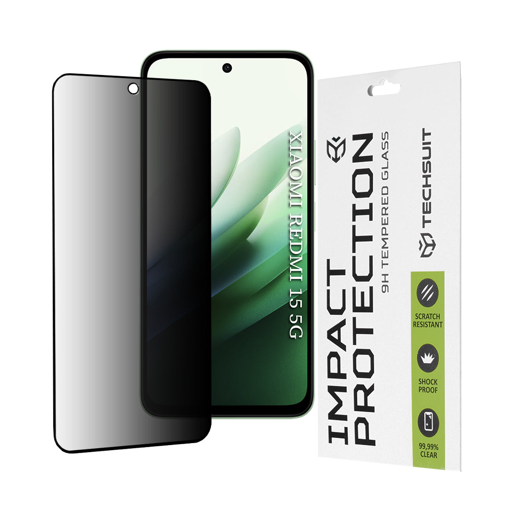 Zaštitna folija Ekran Privacy Techsuit za Xiaomi Redmi 15 5G / 15 4G, Kaljeno Staklo, Full Glue, 111D
