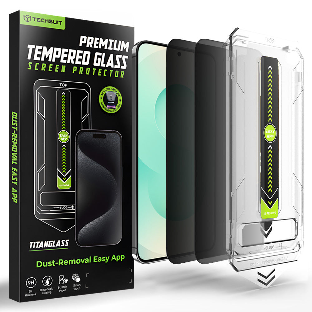Zaštitna folija za ekran Privacy Techsuit TitanGlass CrystalHD za Samsung Galaxy S26 Plus S947, Kaljeno staklo, Full Glue, Set od 2 komada