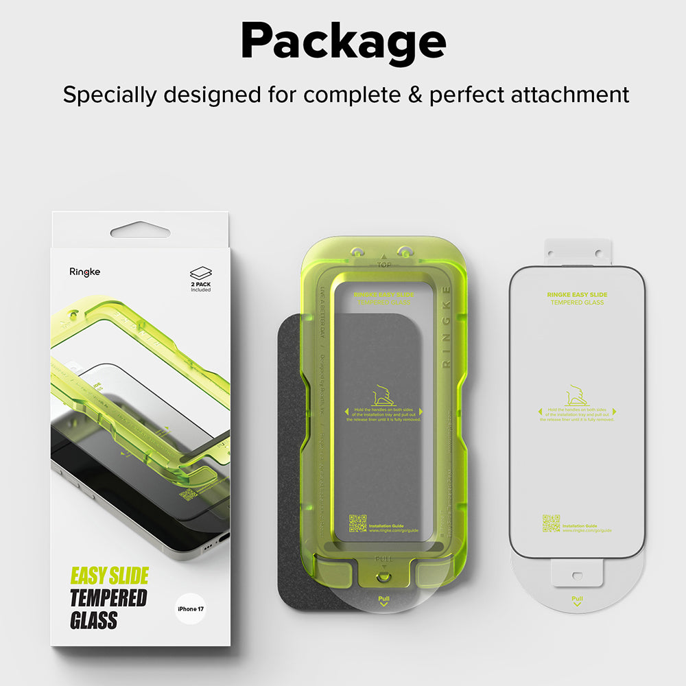 Zaštitna folija za ekran Ringke Easy Slide za Apple iPhone 18 Pro / 17 Pro, Kaljeno staklo, Puna ljepila, Set od 2 komada