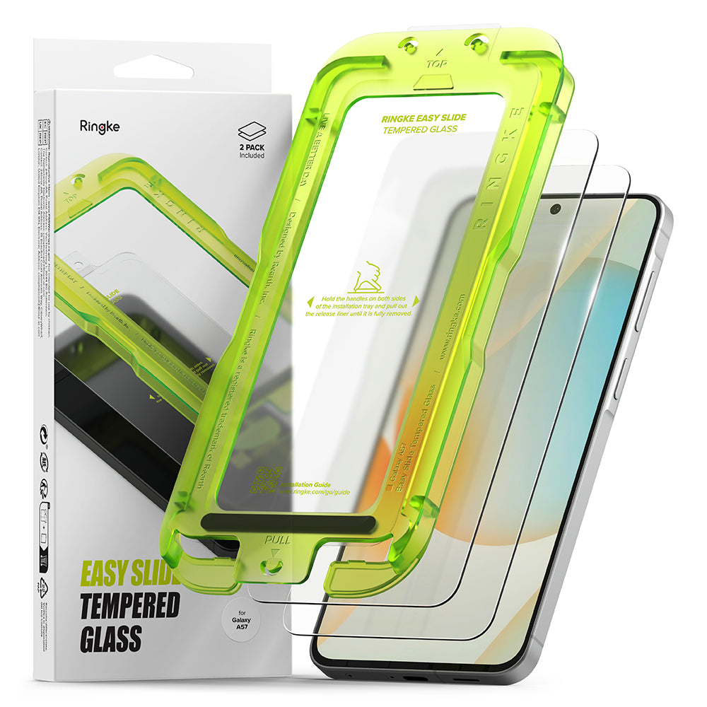 Zaštitna folija za ekran Ringke Easy Slide za Samsung Galaxy A57 5G, Kaljeno staklo, Pun ljepilo, Set od 2 komada