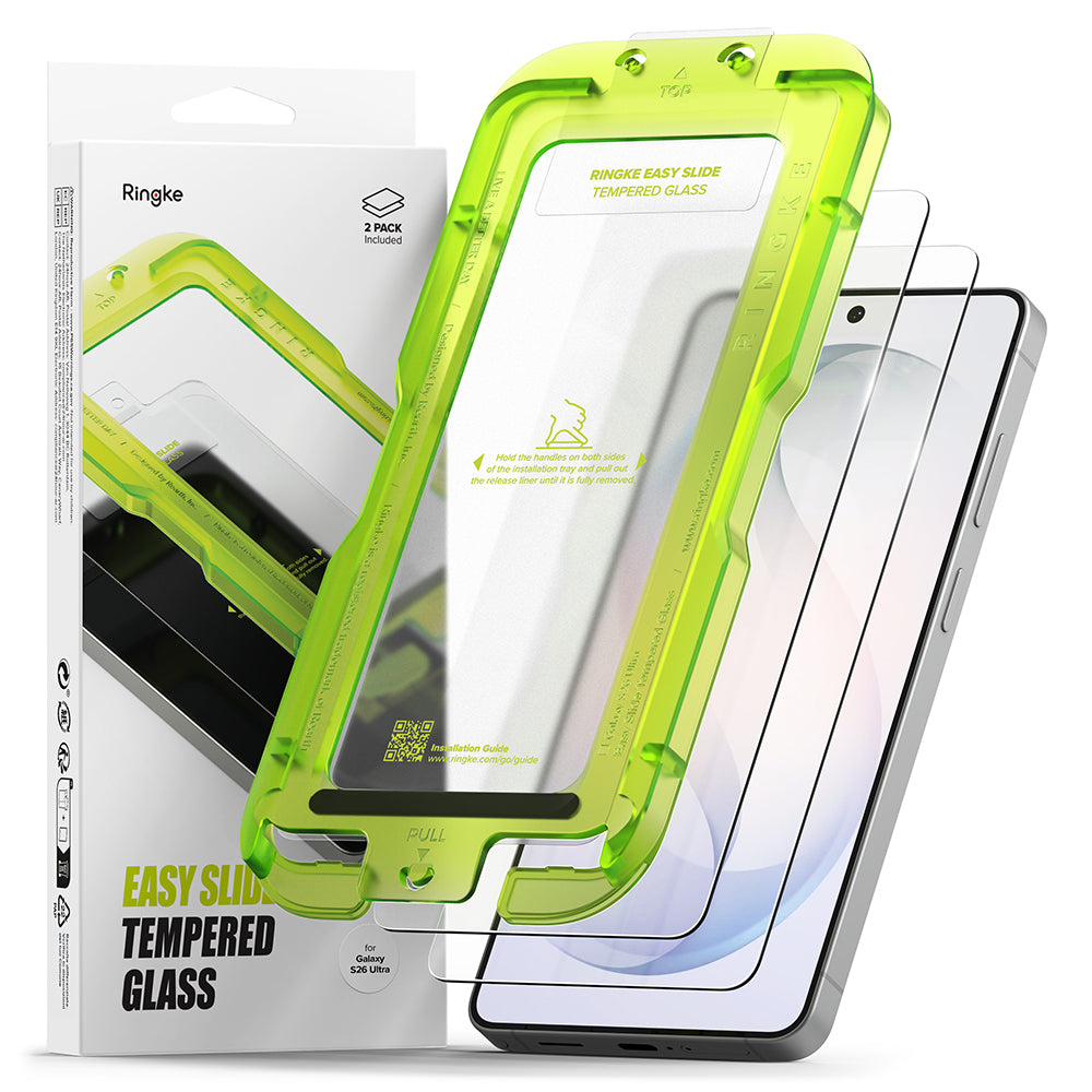 Zaštitna folija za ekran Ringke Easy Slide za Samsung Galaxy S26 Ultra S948, Kaljeno staklo, Pun ljepilo, Set od 2 komada