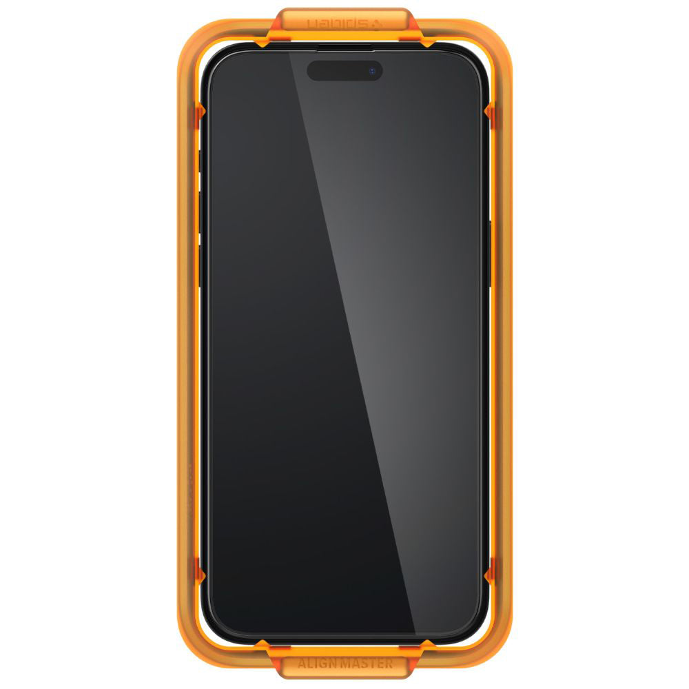 Zaštitna folija za ekran Spigen GlastR Align Master za Apple iPhone 15, Kaljeno staklo, Full Glue, Set od 2 komada, Crna AGL06906