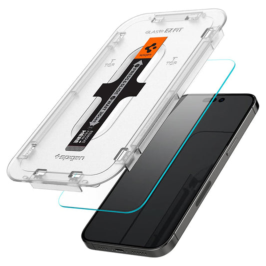 Zaštitna folija za ekran Spigen GlastR EZ FIT za Apple iPhone 14 Pro, Kaljeno staklo, Full Glue, Set od 2 komada
