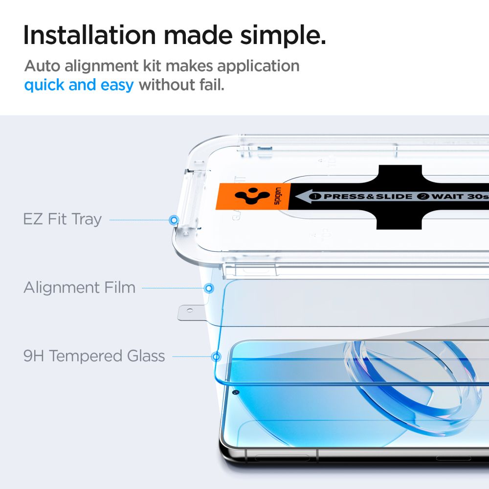 Zaštitna folija za ekran Spigen GlastR EZ FIT za Samsung Galaxy S23 S911, Kaljeno staklo, Full Glue, Set 2 komada AGL05958