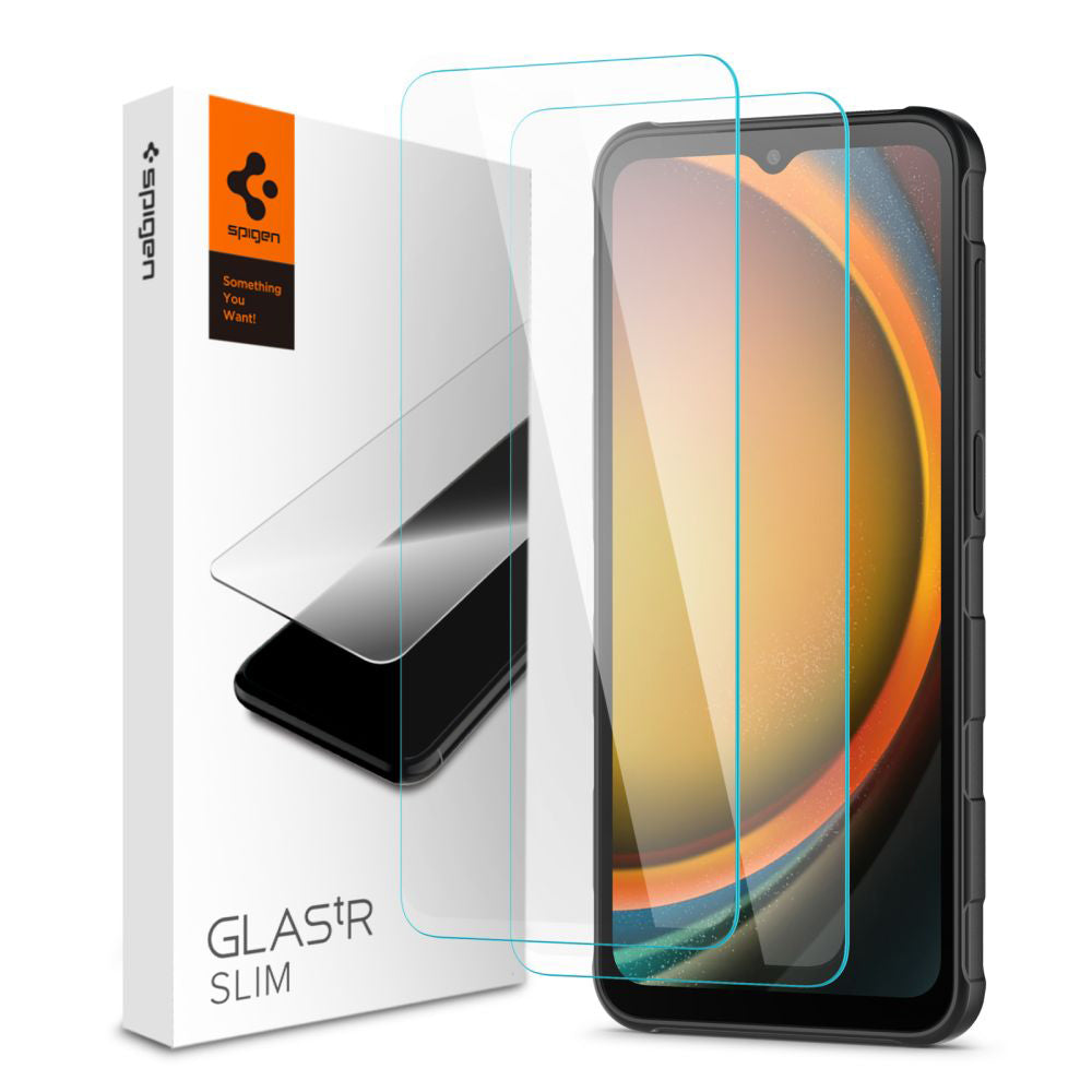 Zaštitna folija za ekran Spigen GlastR Slim za Samsung Galaxy XCover7 Pro / Xcover7 G556, Kaljeno staklo, Full Glue, Set od 2 komada AGL09407