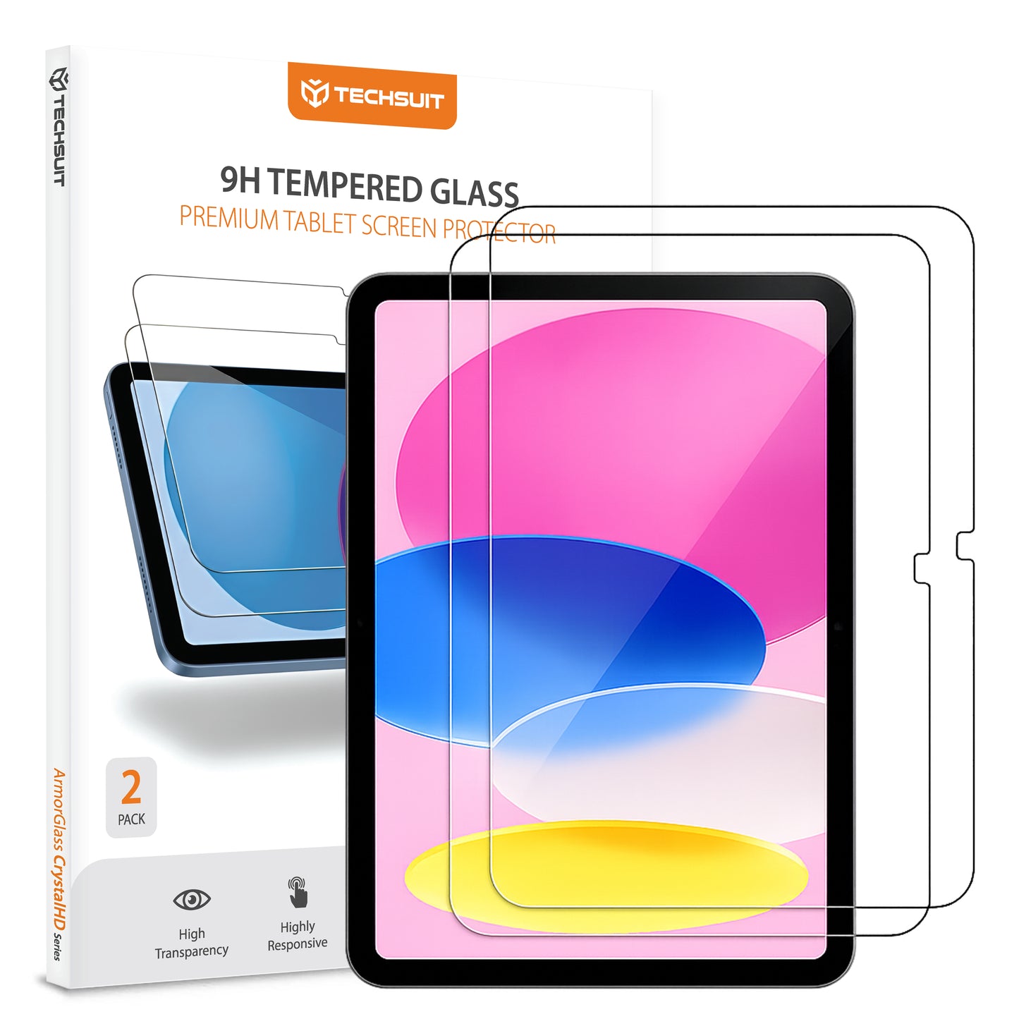 Zaštitna folija za ekran Techsuit ArmorGlass CrystalHD za Apple iPad (2025) / (2022), Kaljeno staklo, Full Glue, Set od 2 komada