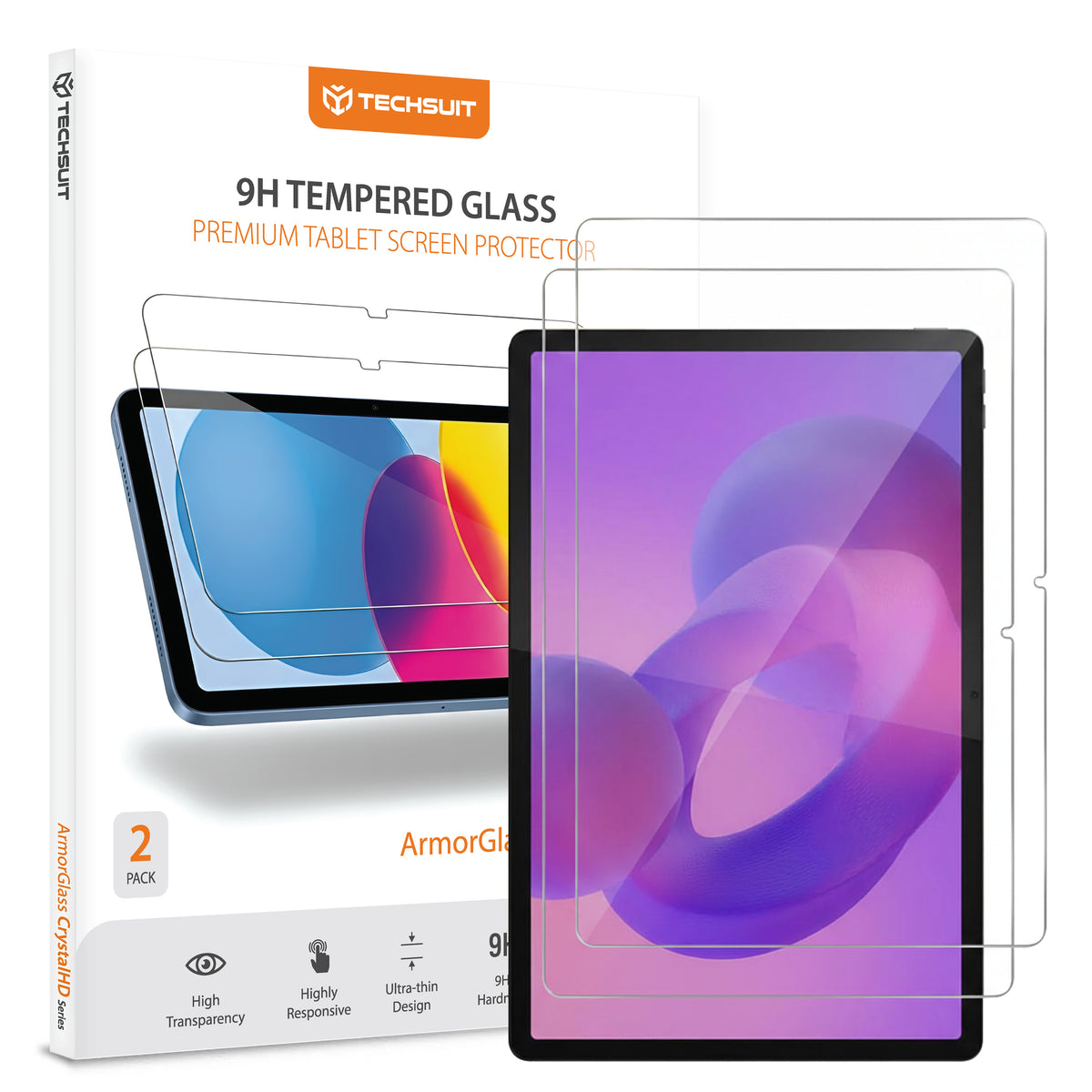 Zaštitna folija za ekran Techsuit ArmorGlass CrystalHD za Lenovo Idea Tab Plus, Kaljeno staklo, Full Glue, Set od 2 komada