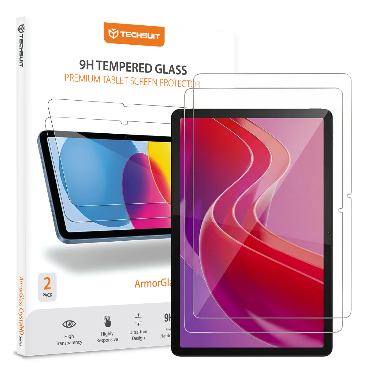 Zaštitna folija za ekran Techsuit ArmorGlass CrystalHD za Lenovo Tab M11, Kaljeno staklo, Full Glue, Set od 2 komada
