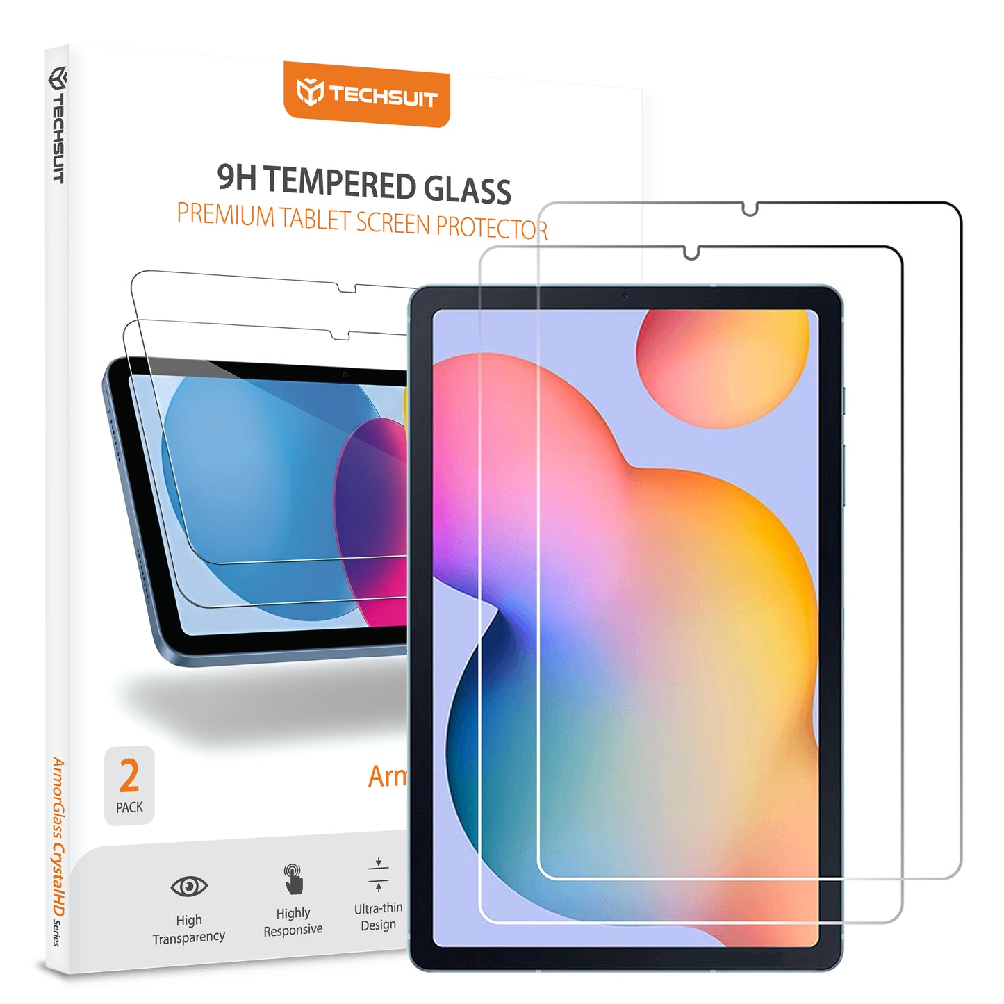 Zaštitna folija za ekran Techsuit ArmorGlass CrystalHD za Samsung Galaxy Tab S6 Lite (2024), Kaljeno staklo, Full Glue, Set od 2 komada