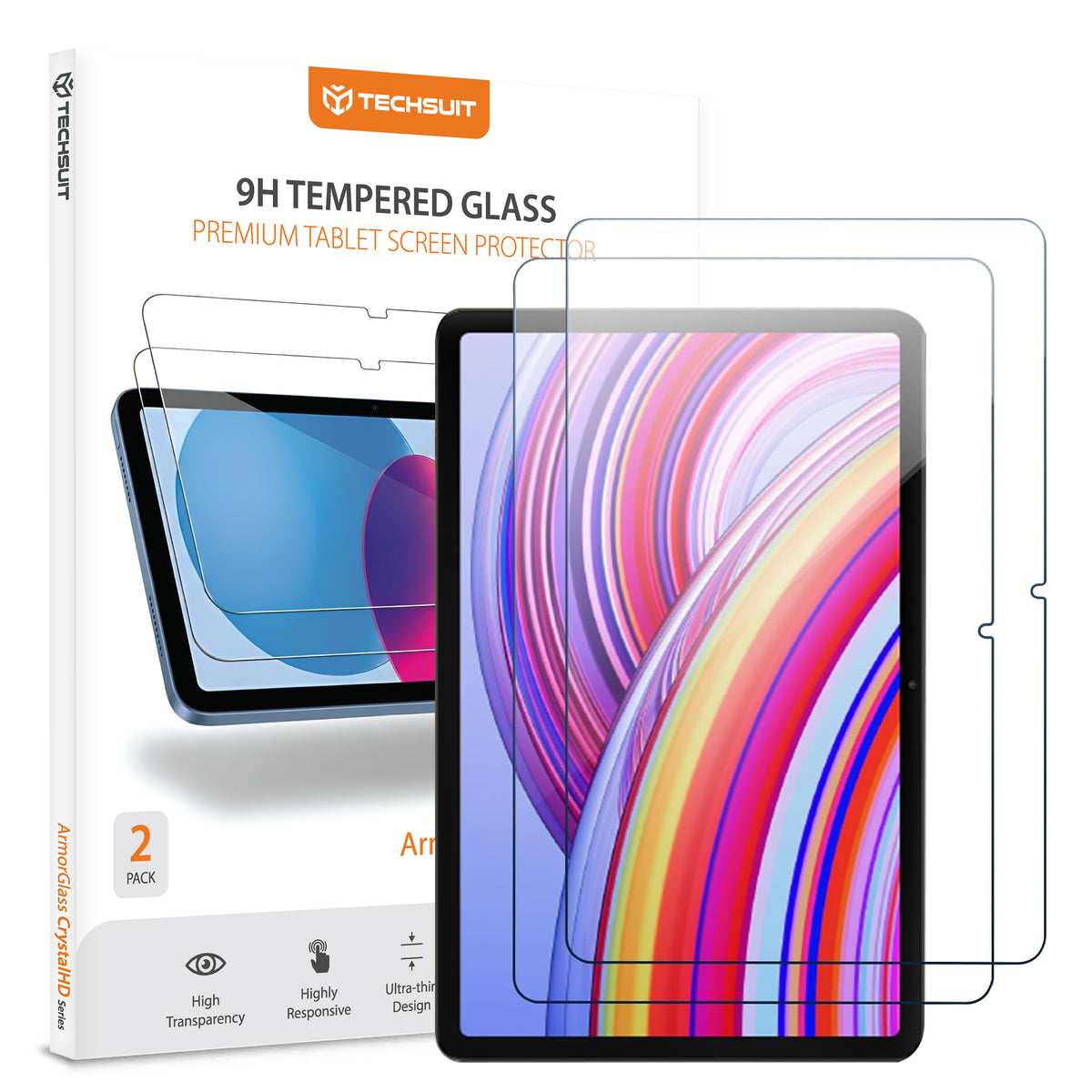 Zaštitna folija za ekran Techsuit ArmorGlass CrystalHD za Xiaomi Redmi Pad Pro / Pad Pro 5G / Poco Pad, Kaljeno staklo, Full Glue, Set 2 komada