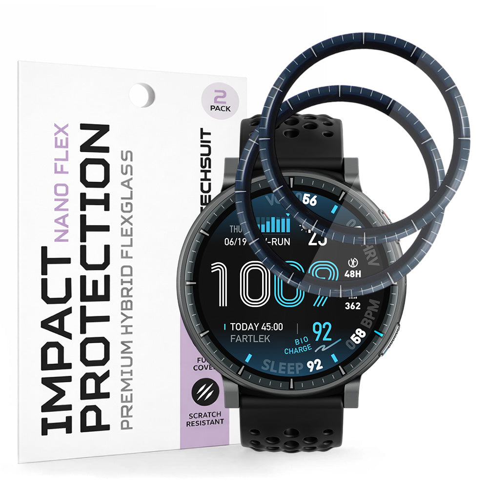 Zaštitna folija za ekran Techsuit Nano Flex za Amazfit Active Max, Plastika, Set od 2 komada, Crna