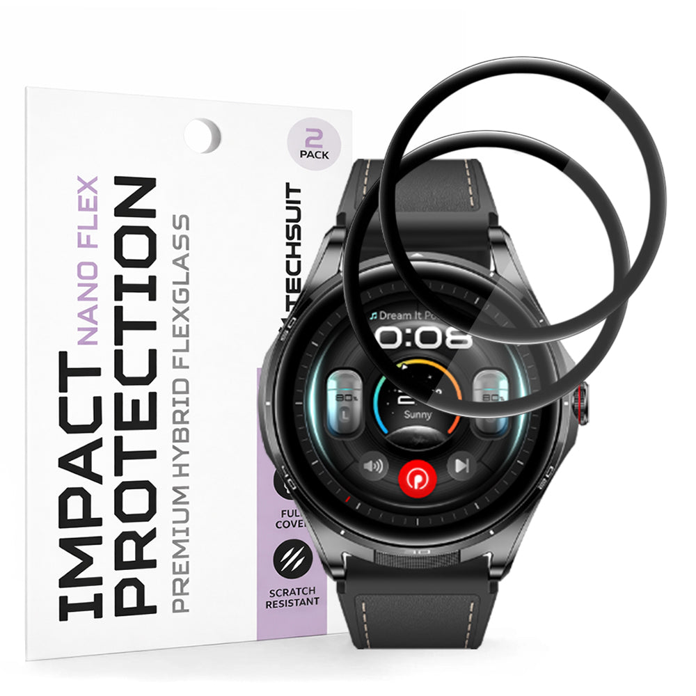 Zaštitna folija za ekran Techsuit Nano Flex za Huawei Watch Buds 2, Plastika, Set od 2 komada, Crna