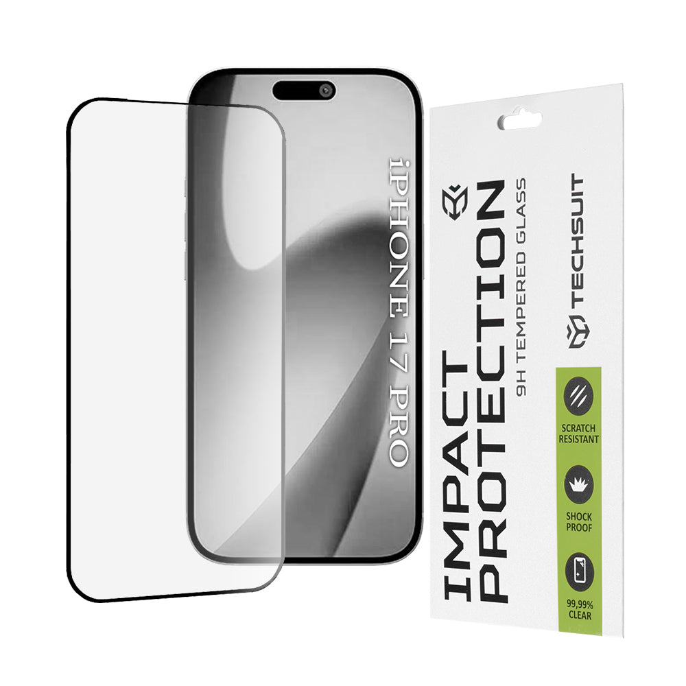 Zaštitna folija za ekran Techsuit za Apple iPhone 17 Pro, Kaljeno staklo, Full Glue, 111D, Crna