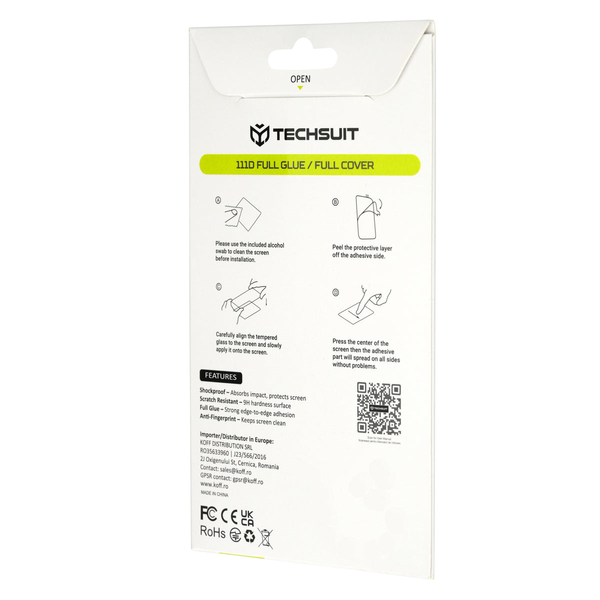 Zaštitna folija za ekran Techsuit za Apple iPhone Duo, Kaljeno staklo, Full Glue, 111D, Crna