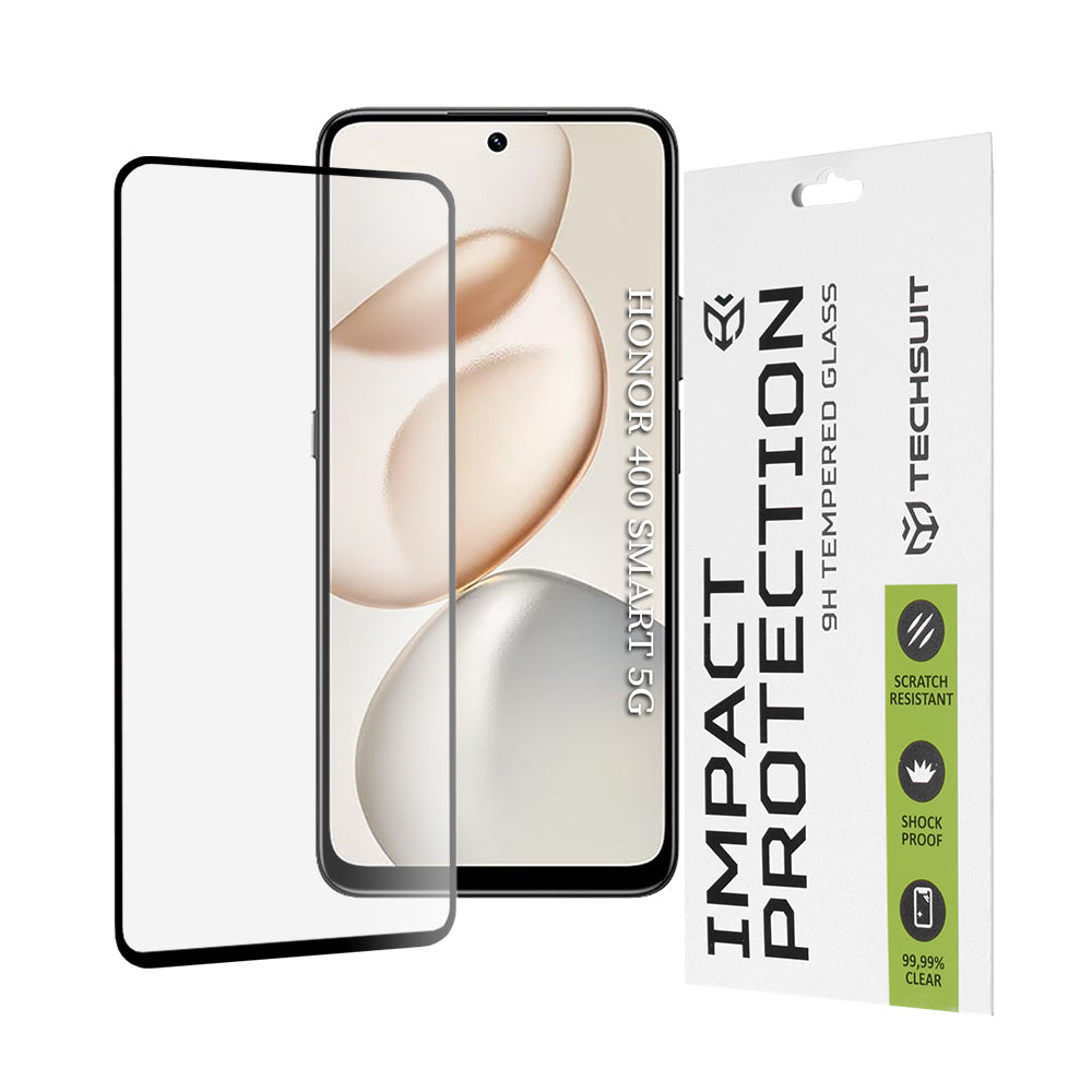 Zaštitna folija za ekran Techsuit za Honor 400 Smart 4G / X7d 4G / 400 Smart 5G / X7c / 200 Smart, Kaljeno staklo, Full Glue, 111D, Crna