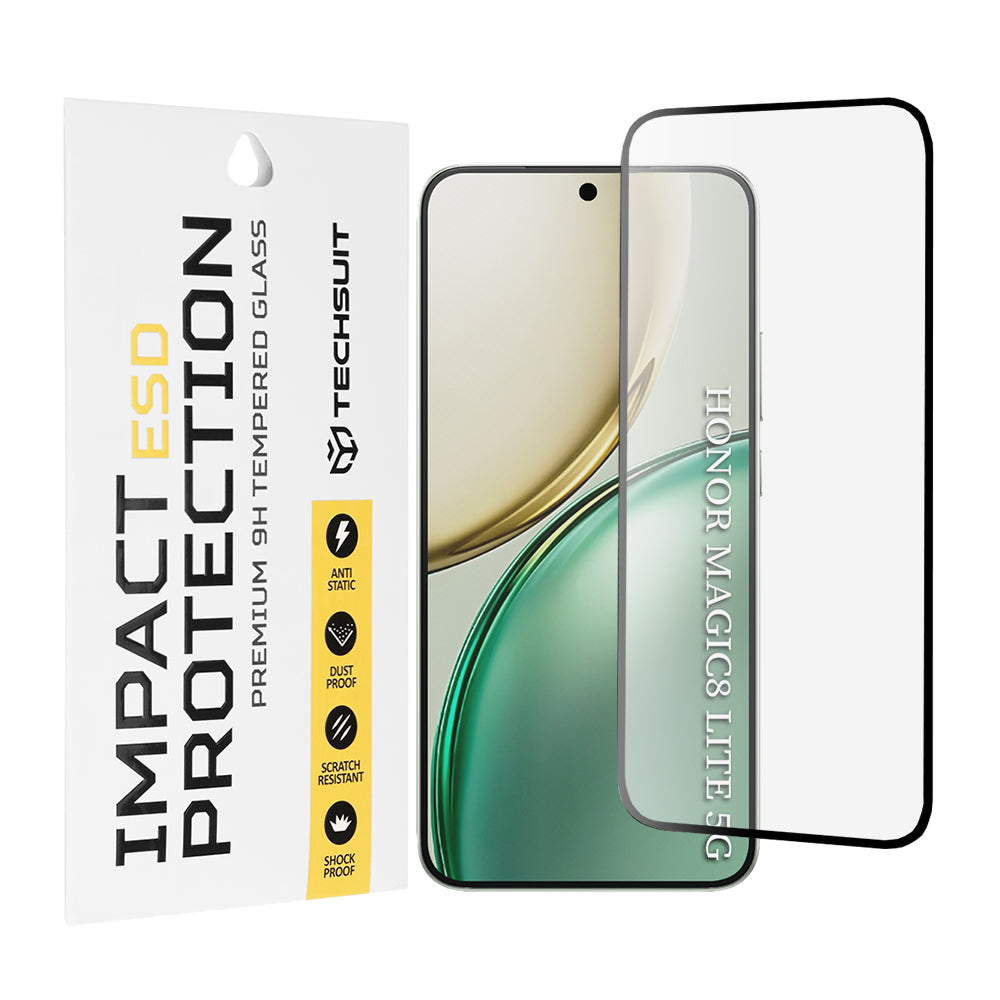 Zaštitna folija za ekran Techsuit za Honor Magic8 Lite, Kaljeno staklo, Full Glue, Crna