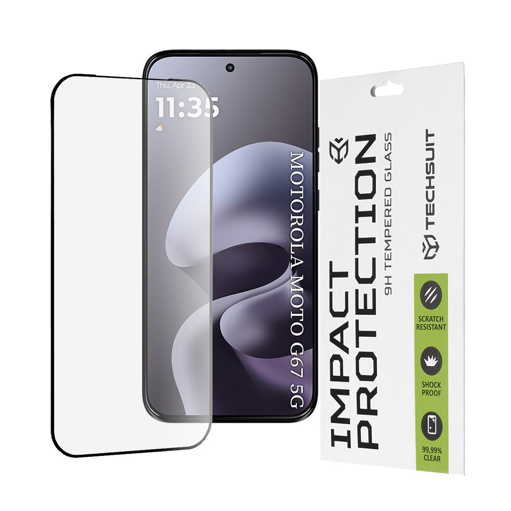 Zaštitna folija za ekran Techsuit za Motorola Moto G77 / G67, Kaljeno staklo, Full Glue, 111D, Crna