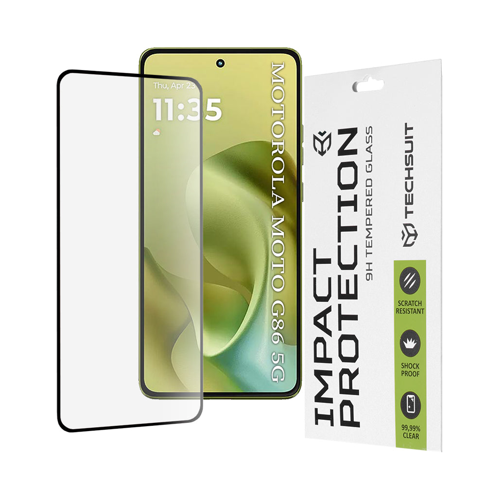 Zaštitna folija za ekran Techsuit za Motorola Moto G86, Kaljeno staklo, Full Glue, 111D, Crna