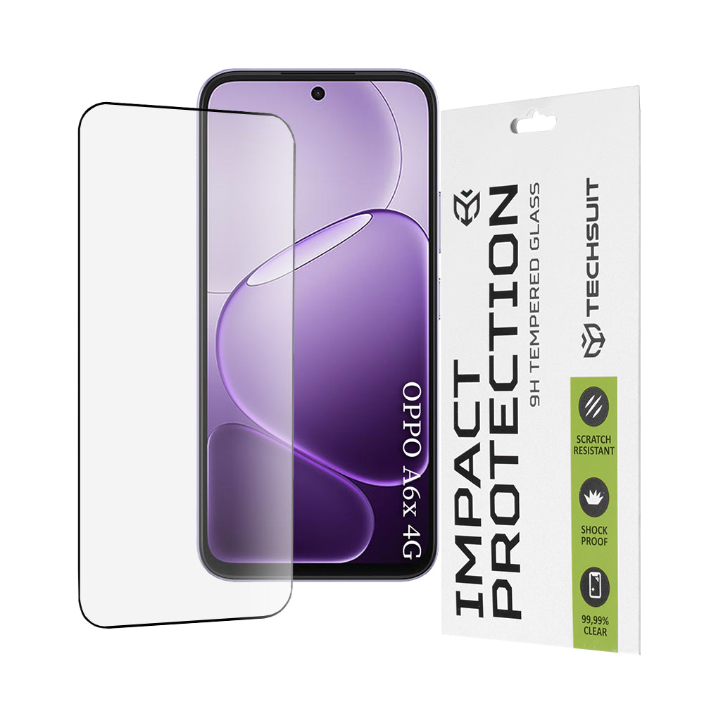 Zaštitna folija za ekran Techsuit za Oppo A6x 4G / A6x, Kaljeno staklo, Full Glue, 111D, Crna