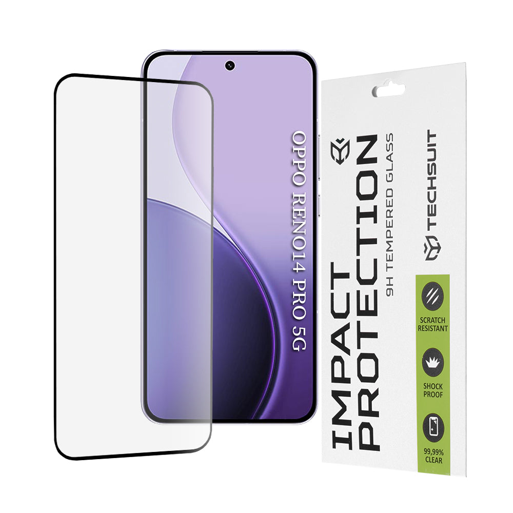 Zaštitna folija za ekran Techsuit za Oppo Reno14 Pro, Kaljeno staklo, Full Glue, 111D, Crna