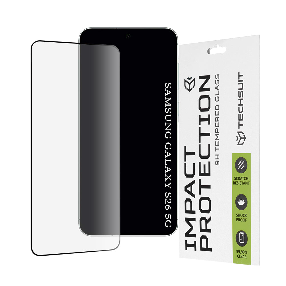 Zaštitna folija za ekran Techsuit za Samsung Galaxy S26 S942, Kaljeno staklo, Full Glue, 111D, Crna