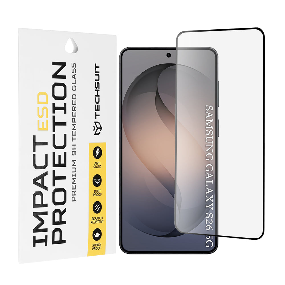 Zaštitna folija za ekran Techsuit za Samsung Galaxy S26 S942, Kaljeno staklo, Full Glue, Crna