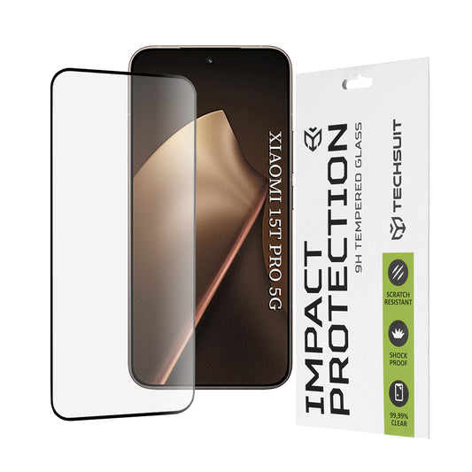 Zaštitna folija za ekran Techsuit za Xiaomi 15T Pro, Kaljeno staklo, Full Glue, 111D, Crna