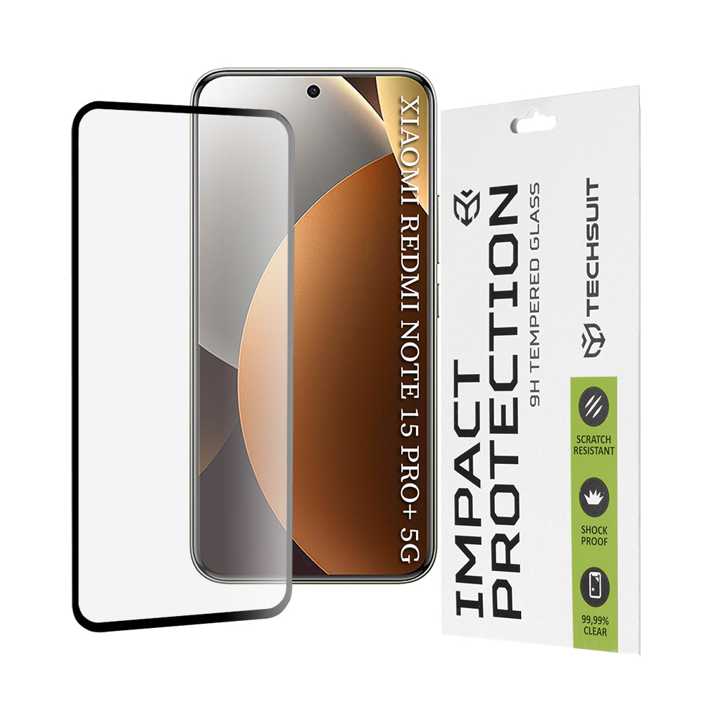 Zaštitna folija za ekran Techsuit za Xiaomi Poco M8 Pro / Redmi Note 15 Pro+ 5G, Kaljeno staklo, Full Glue, 111D, Crna