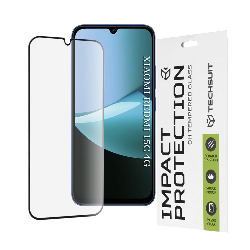 Zaštitna folija za ekran Techsuit za Xiaomi Redmi 15C 5G / 15C 4G, Kaljeno staklo, Full Glue, 111D, Crna