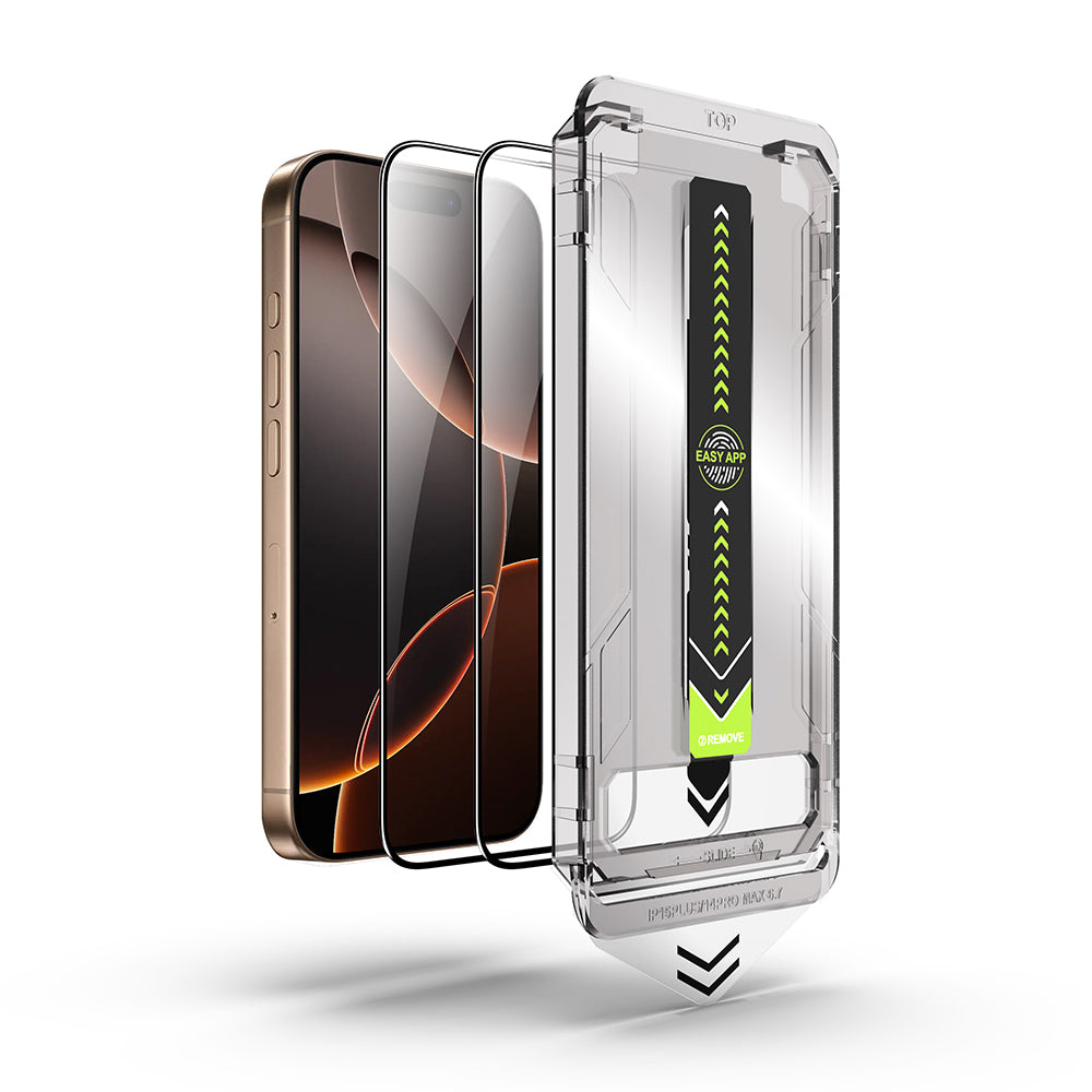 Zaštitna folija za ekran Techsuit TitanGlass za Apple iPhone 17 / 16 Pro, Kaljeno staklo, Full Glue, Set od 2 komada, Crna