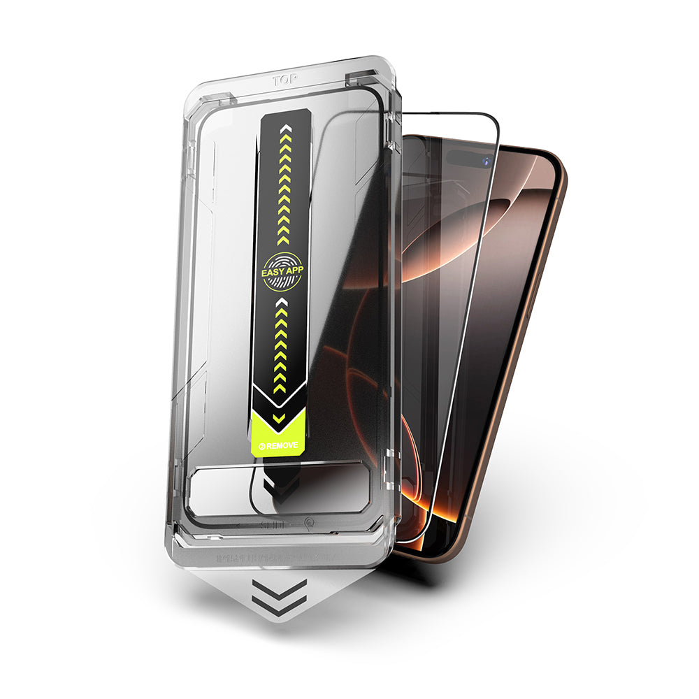 Zaštitna folija za ekran Techsuit TitanGlass za Apple iPhone 17 / 16 Pro, Kaljeno staklo, Full Glue, Set od 2 komada, Crna